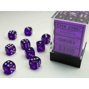 Translucent 12mm d6 Purple/white Dice Block (36 dice)