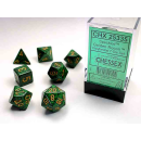Speckled Polyhedral Golden Recon 7-Die Set