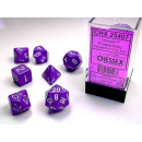 Opaque Polyhedral Purple/white 7-Die Set