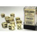 Opaque 16mm d6 Ivory/black Dice Block (12 dice)