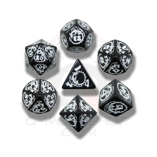 Dragon Dice Set Black & White (7)