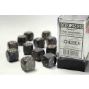 Opaque 16mm d6 Dark Grey/copper Dice Block (12 dice)