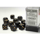 Opaque 16mm d6 Black/gold Dice Block (12 dice)