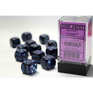 Speckled 16mm d6 Cobalt Dice Block (12 dice)