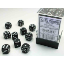Opaque 12mm d6 Black/white Dice Block (36 dice)