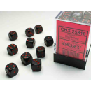 Opaque 12mm d6 Black/red Dice Block (36 dice)
