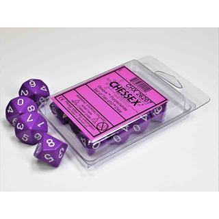 Opaque Purple/white Set of Ten d10s