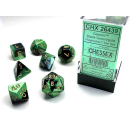Gemini Polyhedral Black-Green/gold 7-Die Set