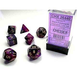Gemini Polyhedral Black-Purple/gold 7-Die Set